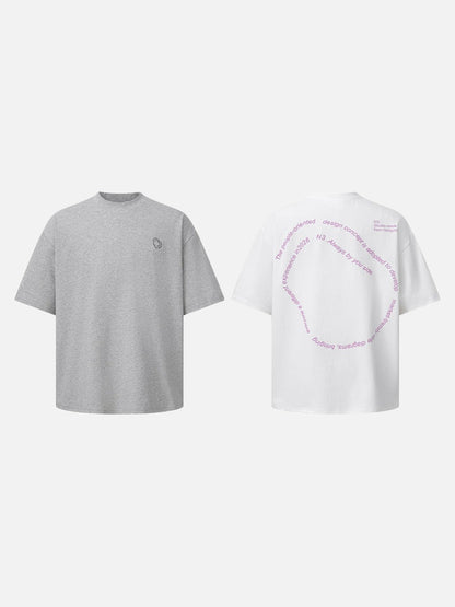 DAXUEN Oversized short-sleeve graphic t-shirt in white and grey