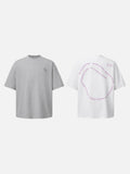 DAXUEN Oversized short-sleeve graphic t-shirt in white and grey