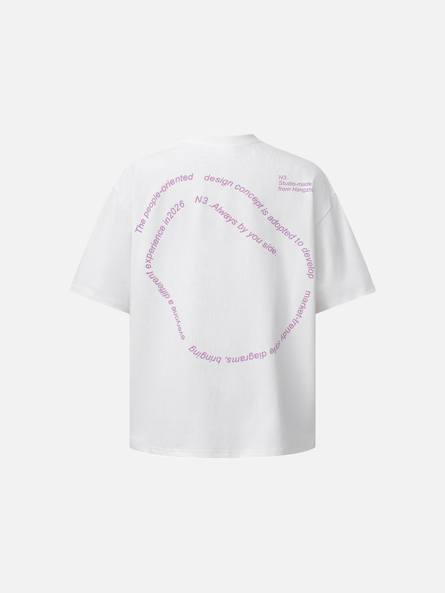 DAXUEN Oversized short-sleeve graphic t-shirt in white and grey