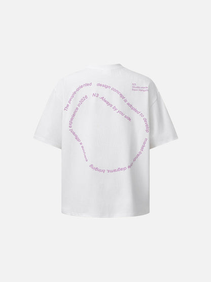 DAXUEN Oversized short-sleeve graphic t-shirt in white and grey
