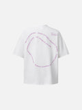 DAXUEN Oversized short-sleeve graphic t-shirt in white and grey
