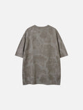 DAXUEN washed grey/brown tribal embroidered oversized t-shirt