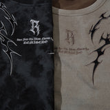 DAXUEN washed grey/brown tribal embroidered oversized t-shirt