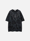 DAXUEN washed grey/brown tribal embroidered oversized t-shirt