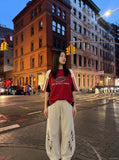 DAXUEN light beige tribal graphic balloon-leg sweatpants — model photo