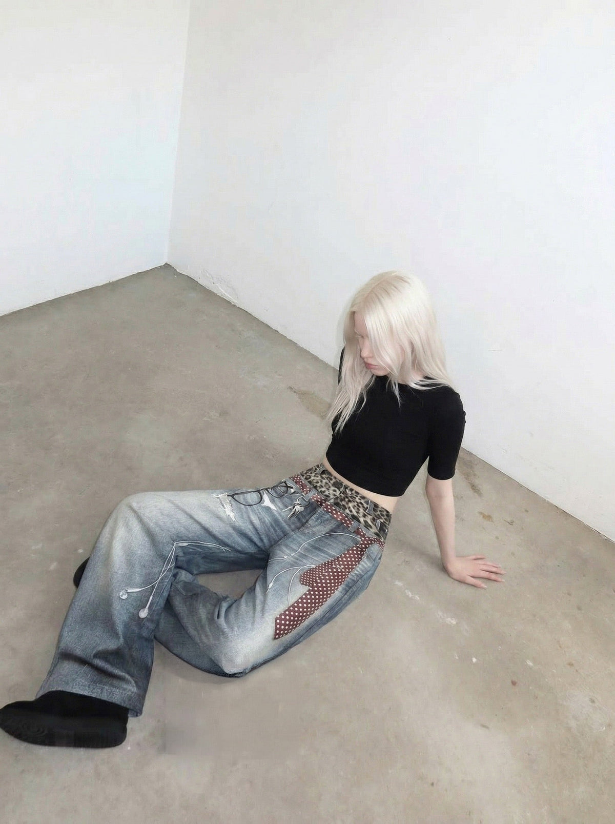 Trompe L'Oeil High-Waisted Trousers