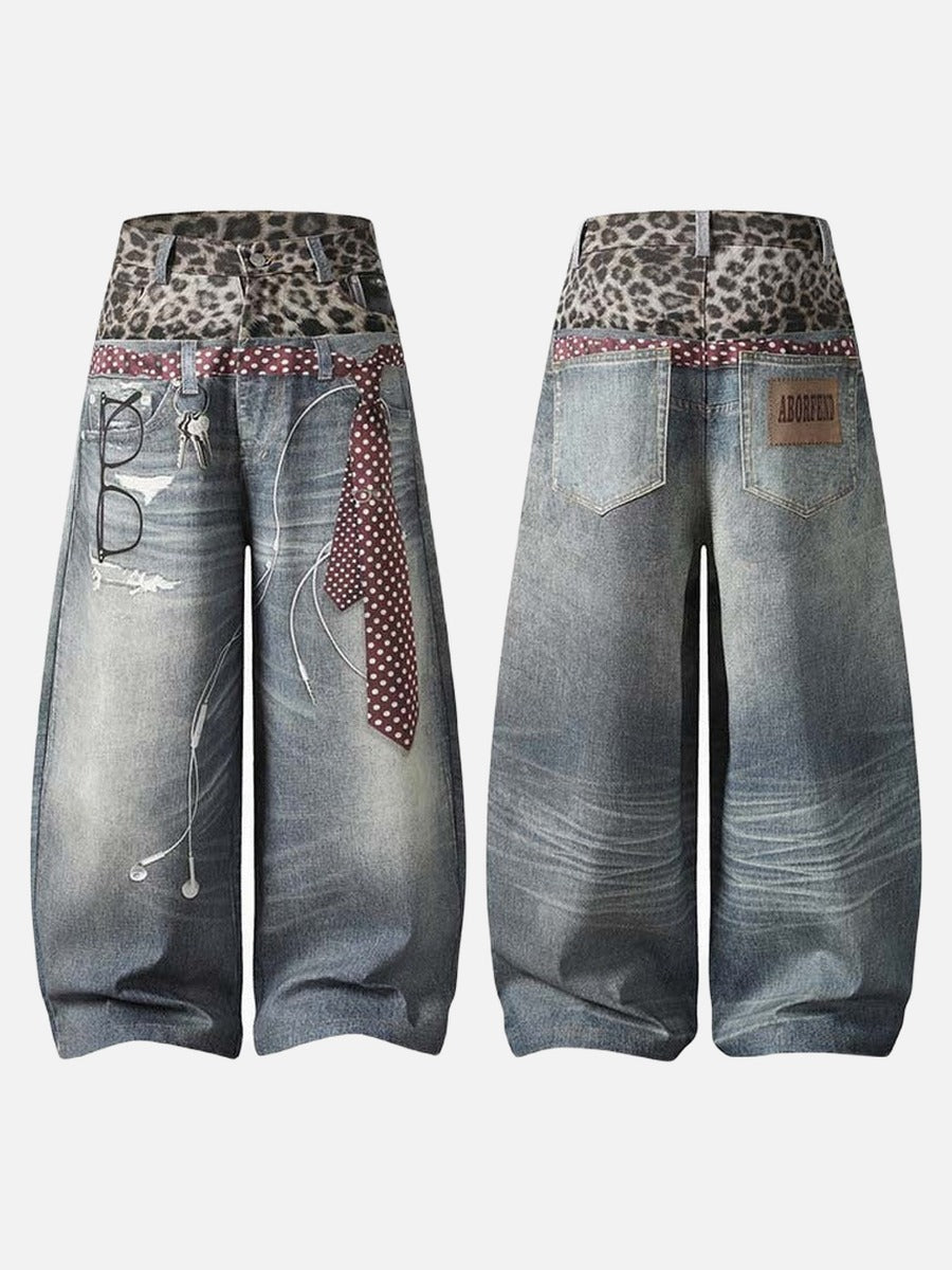 DAXUEN High-waisted wide-leg trousers with trompe l'oeil design