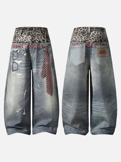 DAXUEN High-waisted wide-leg trousers with trompe l'oeil design