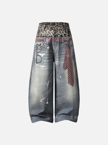 DAXUEN High-waisted wide-leg trousers with trompe l'oeil design