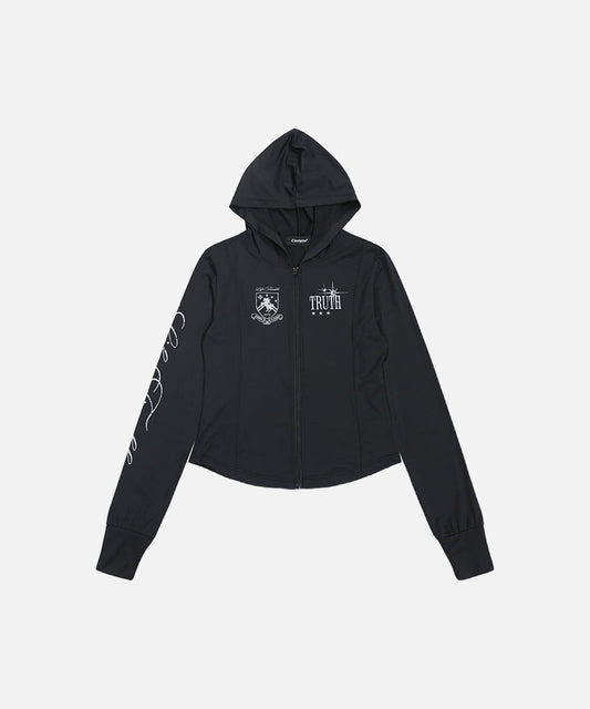 DAXUEN Cropped hooded jacket with graphic prints