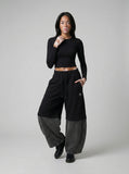 DAXUEN Two-tone oversized wide leg pants for men — model photo