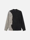 DAXUEN charcoal grey and faded olive two-tone long-sleeve top