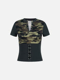 Slim-fit two-tone corset top
