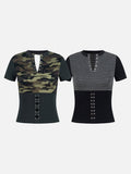 Slim-fit two-tone corset top