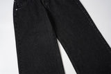 DAXUEN black two-tone high waist denim pants with embroidery