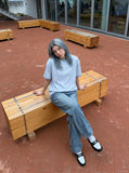 DAXUEN Two-tone oversized short-sleeved t-shirt — model photo