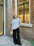 DAXUEN Two-tone oversized short-sleeved t-shirt — model photo