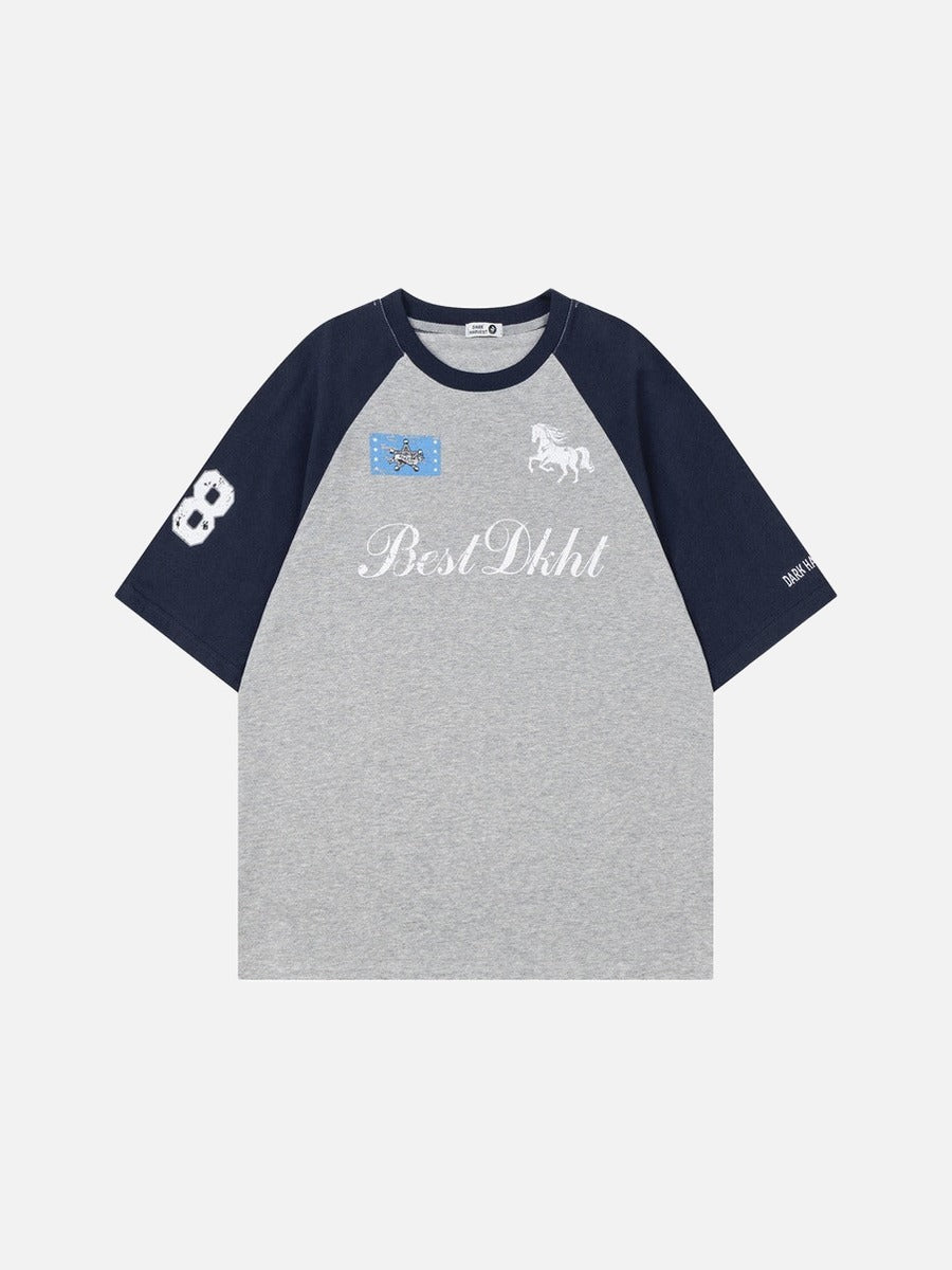 DAXUEN Two-tone raglan sleeve t-shirt with graphic prints