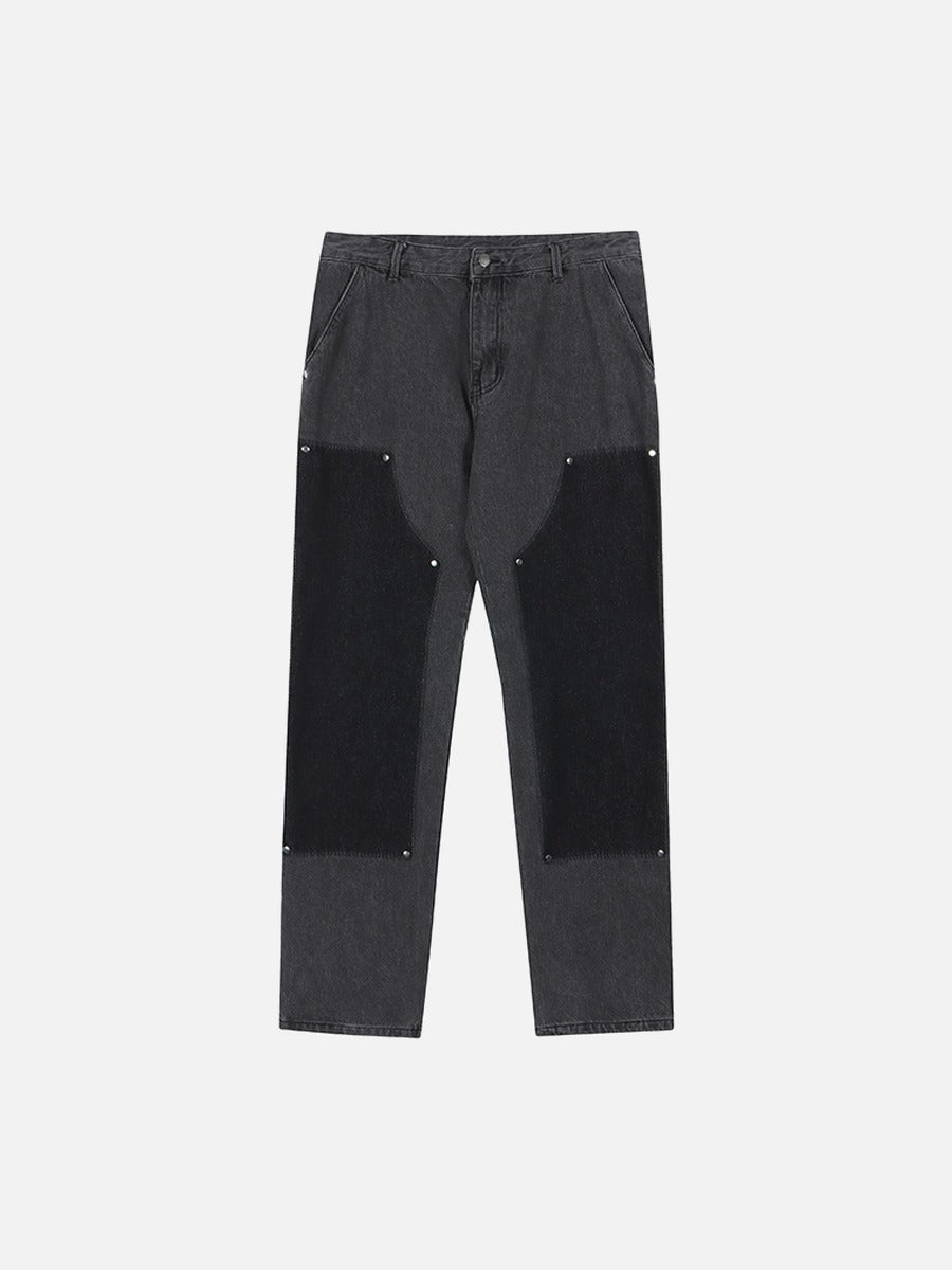 DAXUEN Men's two-tone relaxed fit straight-leg denim jeans