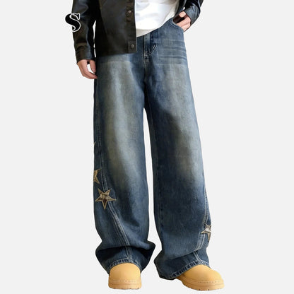 DAXUEN Pair of ultra baggy wide leg star jeans