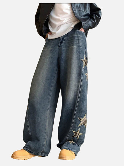 DAXUEN Pair of ultra baggy wide leg star jeans