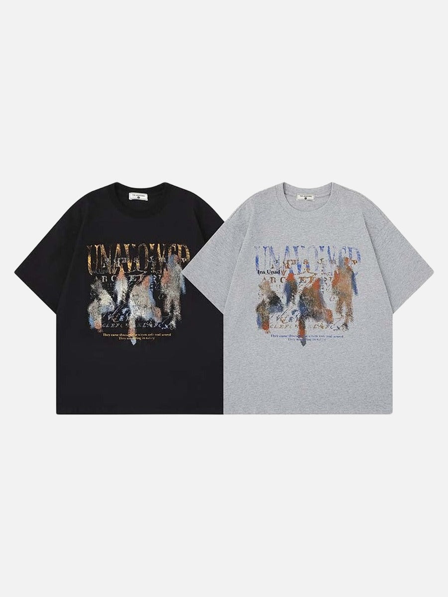 DAXUEN Oversized graphic T-shirt with distressed print
