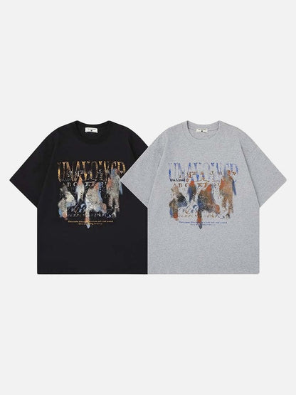 DAXUEN Oversized graphic T-shirt with distressed print