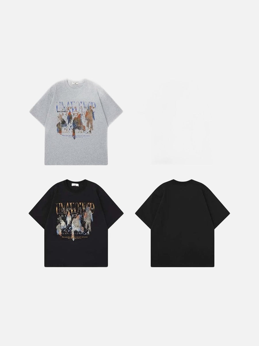 DAXUEN Oversized graphic T-shirt with distressed print