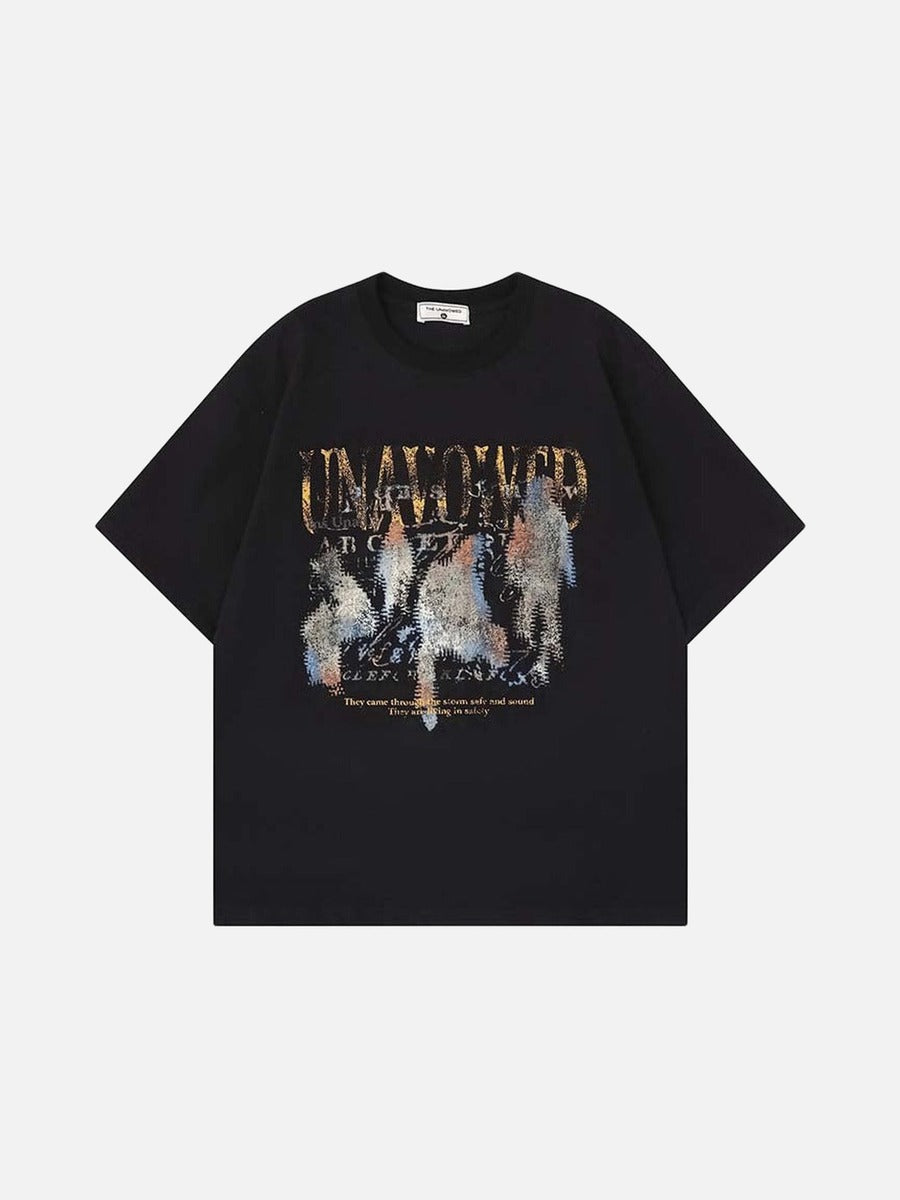 DAXUEN Oversized graphic T-shirt with distressed print