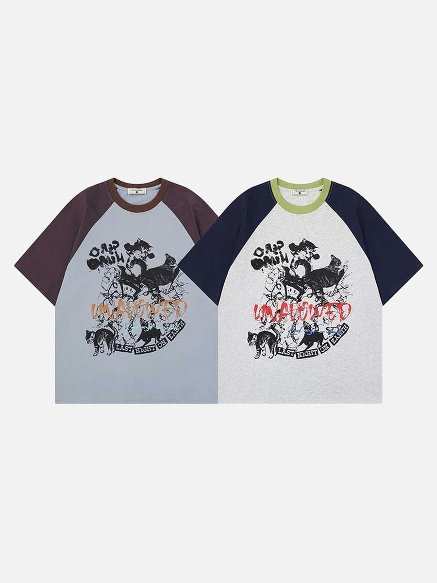 DAXUEN Graphic raglan t-shirt with cat designs
