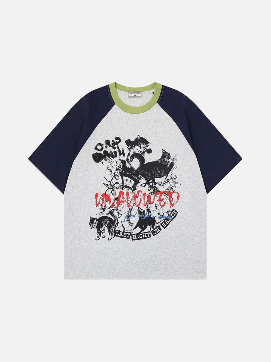 DAXUEN Graphic raglan t-shirt with cat designs