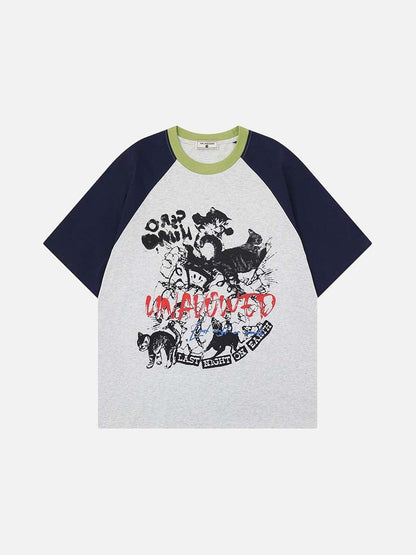 DAXUEN Graphic raglan t-shirt with cat designs