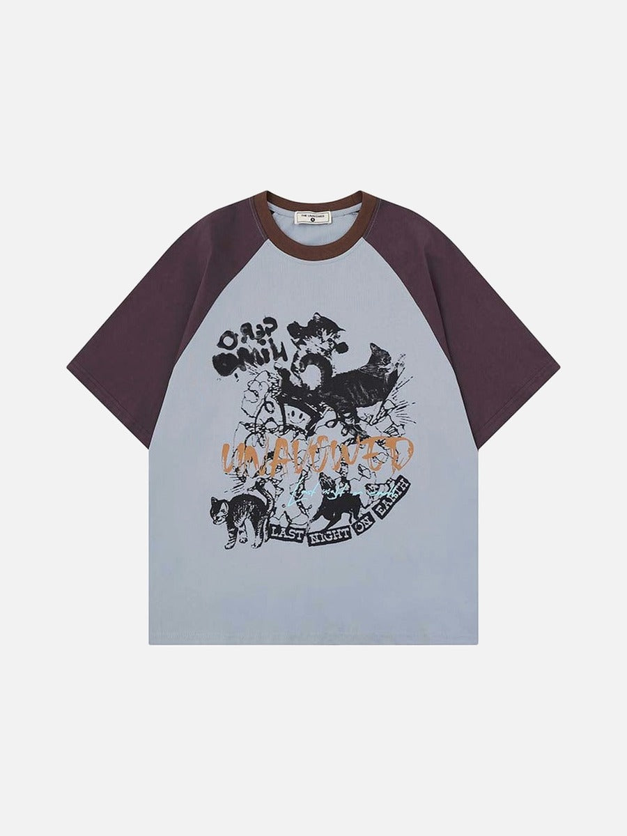 DAXUEN Graphic raglan t-shirt with cat designs