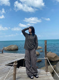 DAXUEN Long sleeve crew neck t-shirt with graphic print — model photo