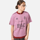 DAXUEN Unloose graphic quarter-zip t-shirt — model photo