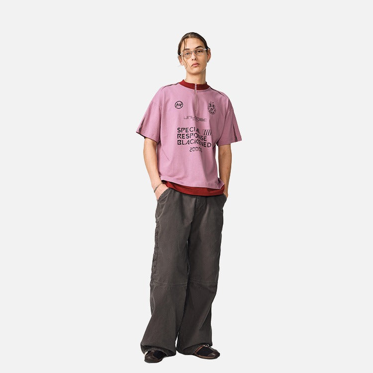 DAXUEN Unloose graphic quarter-zip t-shirt