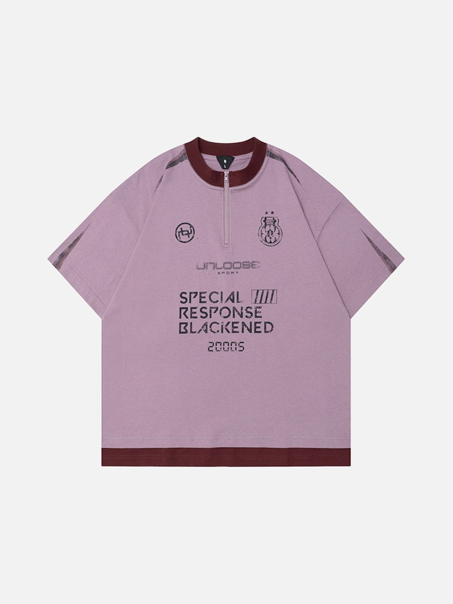 DAXUEN Unloose graphic quarter-zip t-shirt