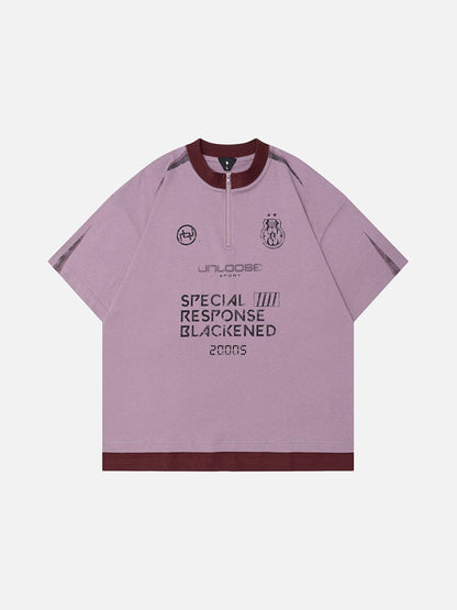 DAXUEN Unloose graphic quarter-zip t-shirt
