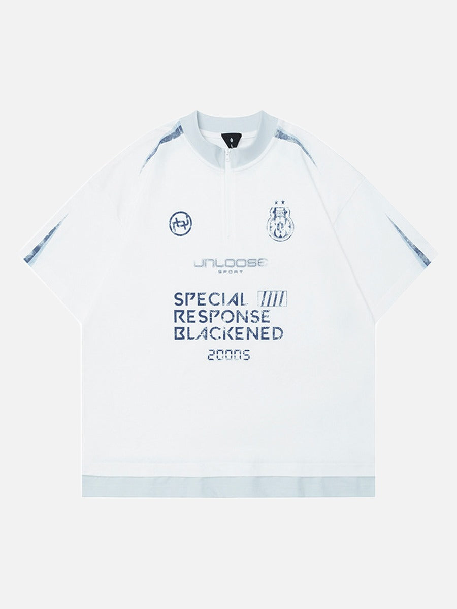 DAXUEN Unloose graphic quarter-zip t-shirt