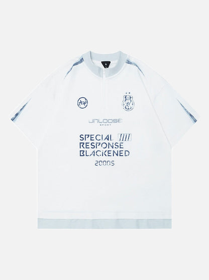 DAXUEN Unloose graphic quarter-zip t-shirt