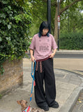 DAXUEN Relaxed oversized quarter-zip graphic t-shirt