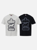 DAXUEN Short-sleeved crew neck T-shirt with carousel horse graphic
