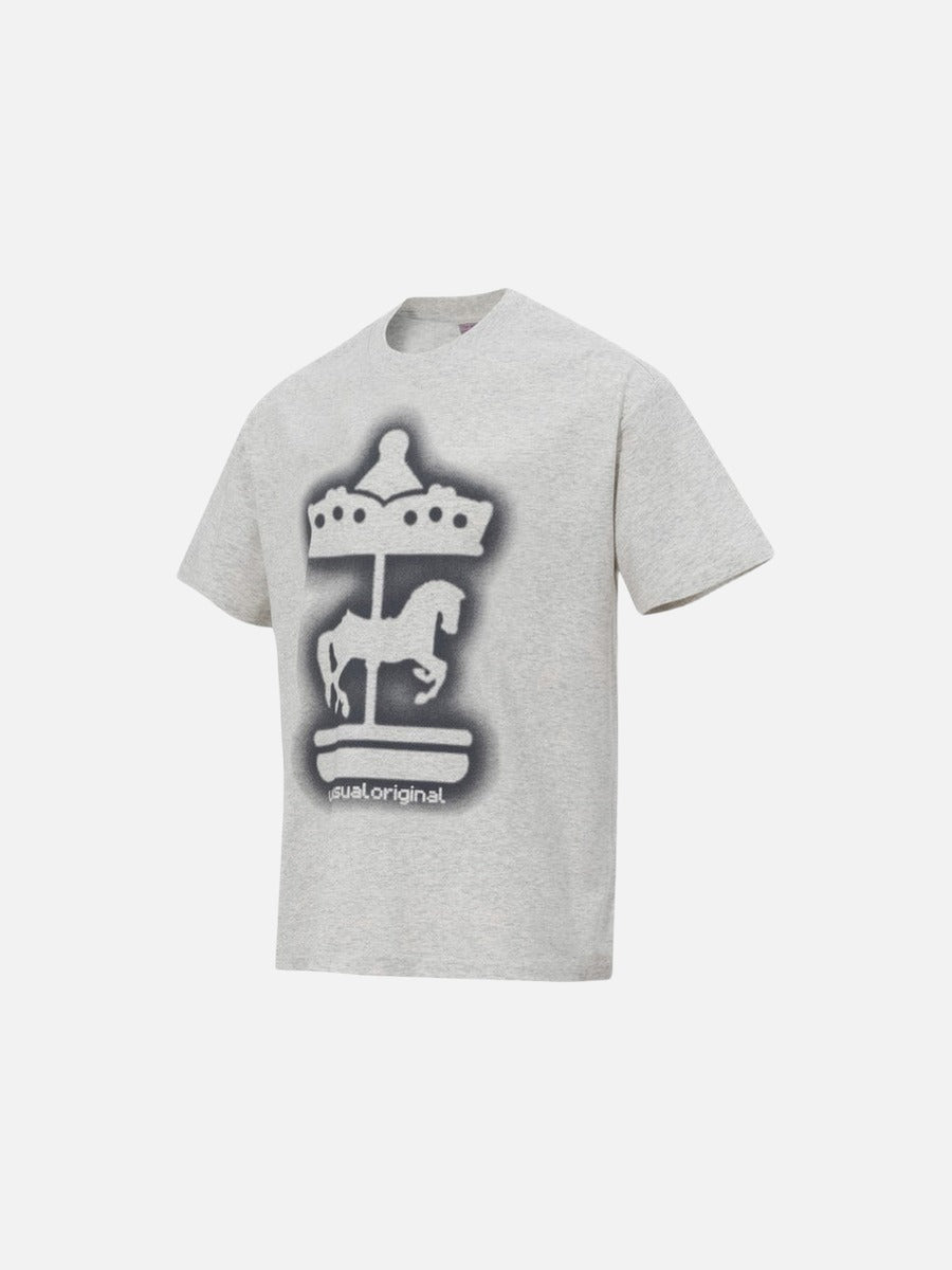 DAXUEN Short-sleeved crew neck T-shirt with carousel horse graphic