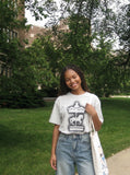 DAXUEN Unusual Carousel Graphic T-Shirt | DAXUEN — model photo