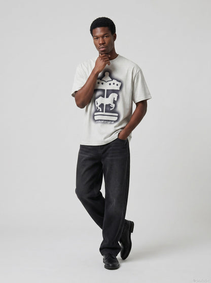 DAXUEN Unusual Carousel Graphic T-Shirt | DAXUEN — model photo