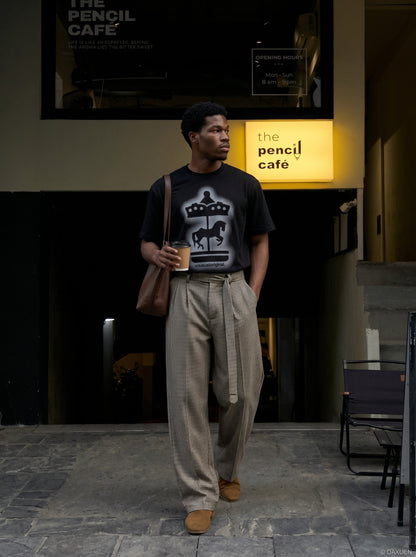 DAXUEN Unusual Carousel Graphic T-Shirt | DAXUEN — model photo