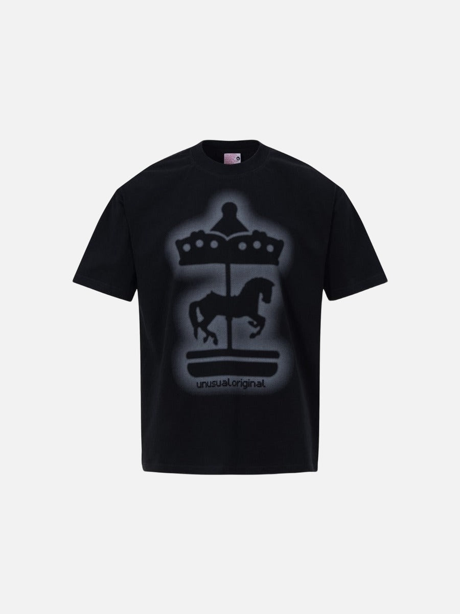 DAXUEN Short-sleeved crew neck T-shirt with carousel horse graphic