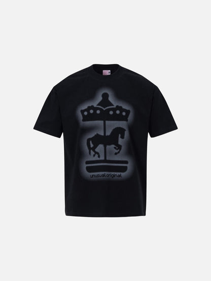 DAXUEN Short-sleeved crew neck T-shirt with carousel horse graphic