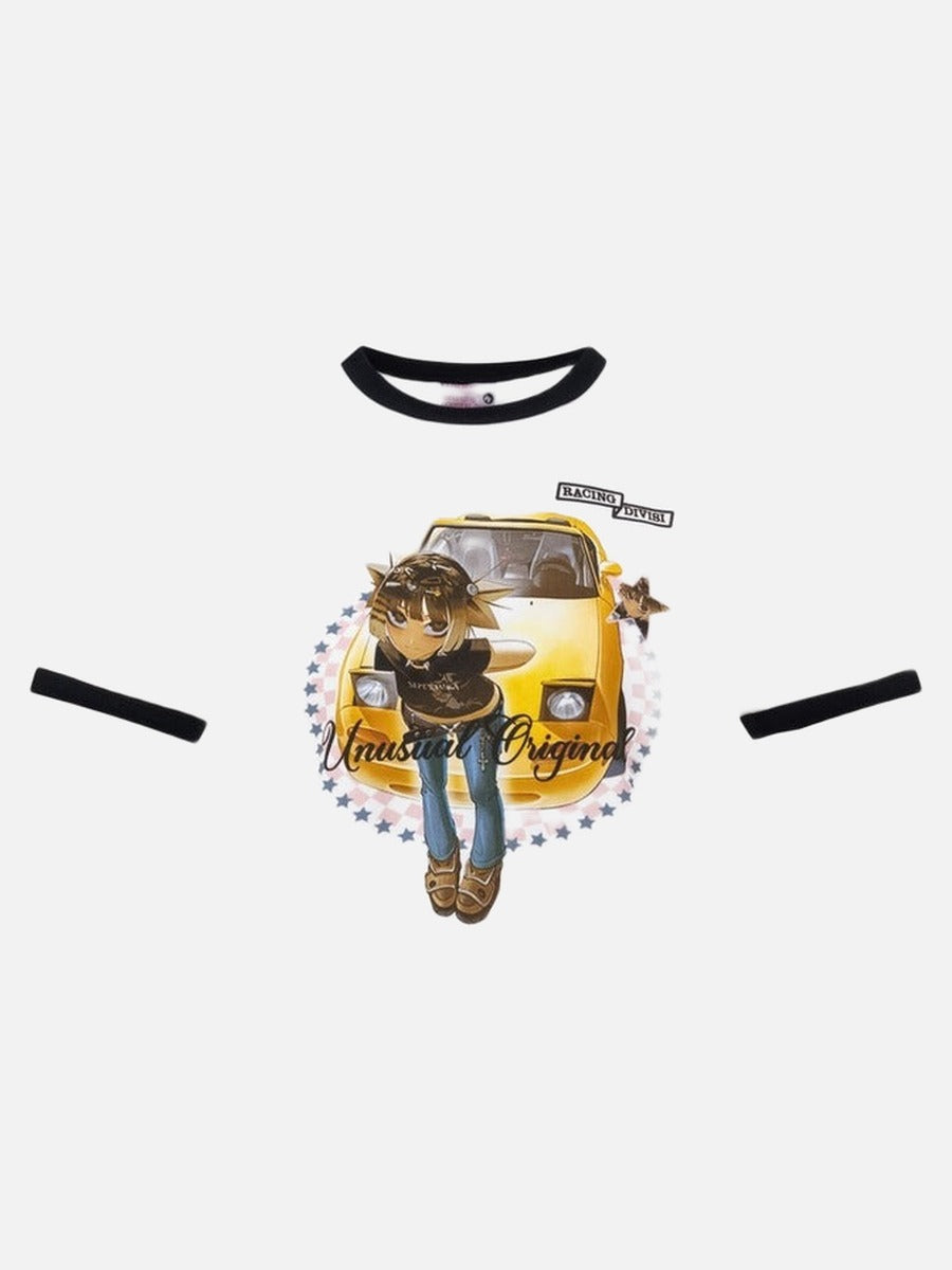 DAXUEN Unusual Original Ringer T-Shirt with cartoon graphics