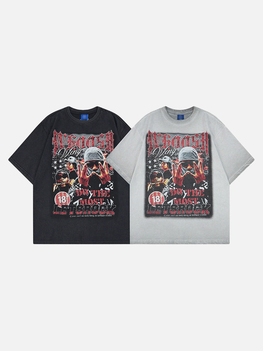 DAXUEN Oversized graphic t-shirt with distressed design